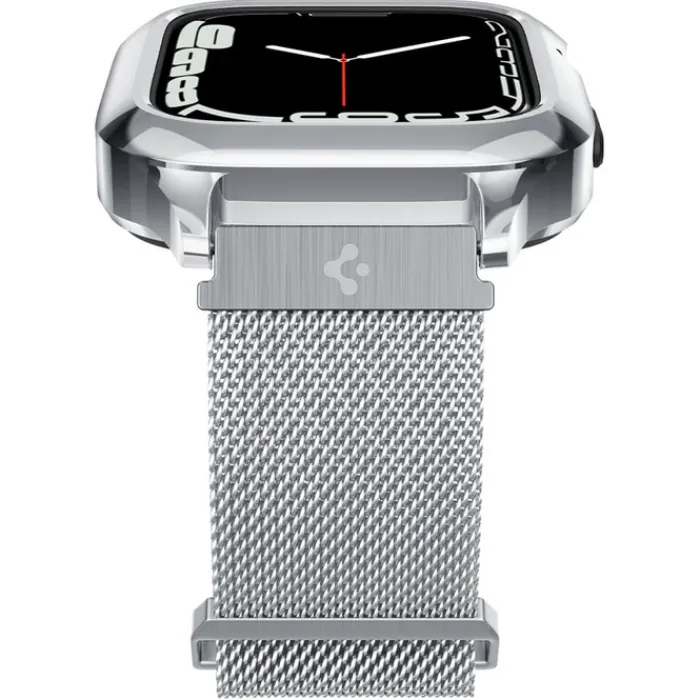 Spigen Apple Watch Se 44Mm|Apple Watch 9 45Mm-Pasek i Etui Metal Fit Pro Apple Watch 9 8 7 6 5 4 SE 2022 44 / 45 mm Srebny