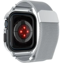 Spigen Apple Watch Se 44Mm|Apple Watch 9 45Mm-Pasek i Etui Metal Fit Pro Apple Watch 9 8 7 6 5 4 SE 2022 44 / 45 mm Srebny
