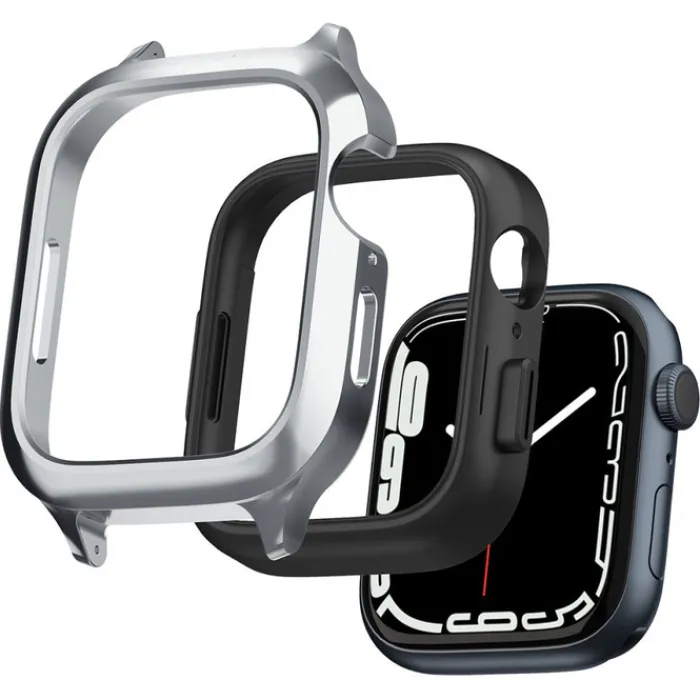 Spigen Apple Watch Se 44Mm|Apple Watch 9 45Mm-Pasek i Etui Metal Fit Pro Apple Watch 9 8 7 6 5 4 SE 2022 44 / 45 mm Srebny