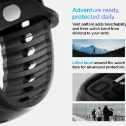 Spigen Apple Watch 11 46Mm|Apple Watch 10 46Mm-PASEK APPLE WATCH 10 (46 MM) LIQUID AIR PRO MATOWY CZARNY