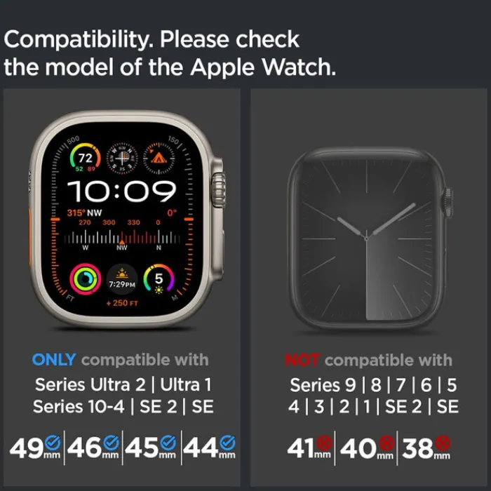 Spigen Apple Watch Se 44Mm|Apple Watch 9 45Mm-PASEK APPLE WATCH 49MM 46MM 45MM 44MM CLASSIC FIT BAND BLACK