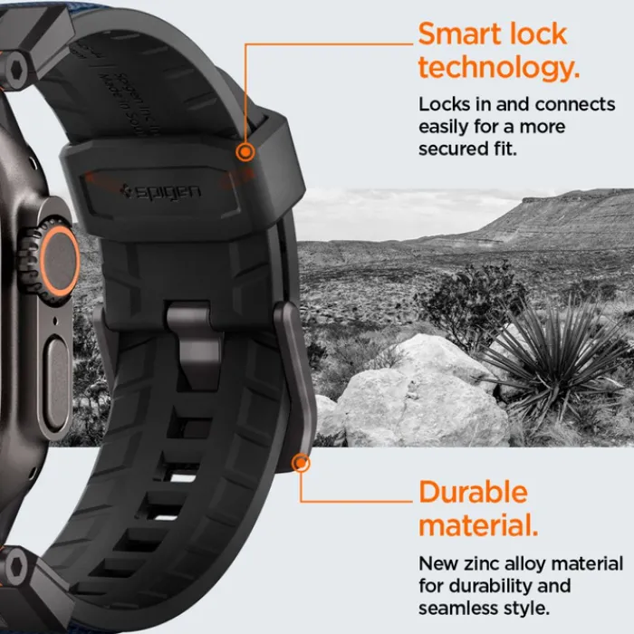 Spigen Apple Watch 5 42Mm|Apple Watch 5 45Mm-PASEK APPLE WATCH 6 / 7 / 8 / 9 / 10 / SE / ULTRA 1 / 2 (44 / 45 / 46 / 49 MM) DURAPRO ARMOR GRANATOWY