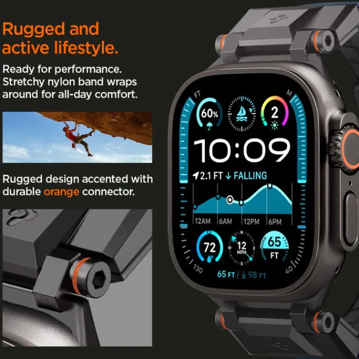 Spigen Apple Watch 5 42Mm|Apple Watch 5 45Mm-PASEK APPLE WATCH 6 / 7 / 8 / 9 / 10 / SE / ULTRA 1 / 2 (44 / 45 / 46 / 49 MM) DURAPRO ARMOR GRANATOWY