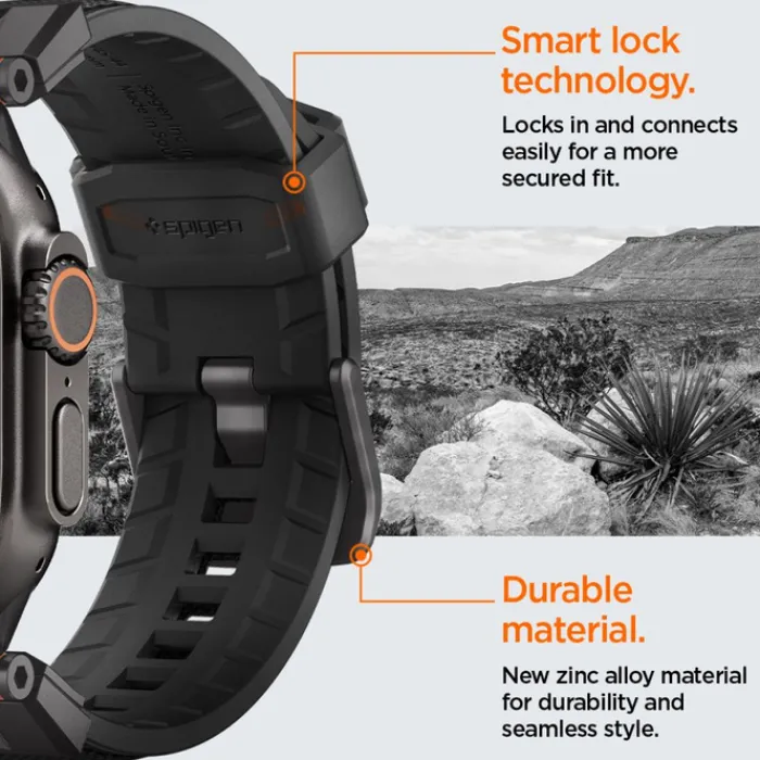 Spigen Apple Watch 5 42Mm|Apple Watch 5 45Mm-PASEK APPLE WATCH 6 / 7 / 8 / 9 / 10 / SE / ULTRA 1 / 2 (44 / 45 / 46 / 49 MM) DURAPRO ARMOR CZARNY