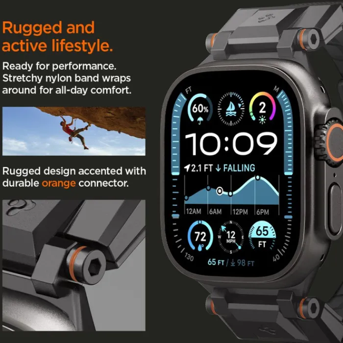 Spigen Apple Watch 5 42Mm|Apple Watch 5 45Mm-PASEK APPLE WATCH 6 / 7 / 8 / 9 / 10 / SE / ULTRA 1 / 2 (44 / 45 / 46 / 49 MM) DURAPRO ARMOR CZARNY