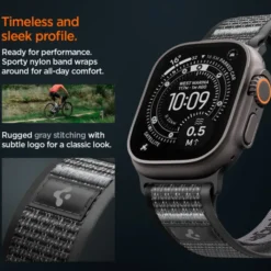 Spigen Apple Watch Se 44Mm|Apple Watch 9 45Mm-PASEK APPLE WATCH 8 / 9 / 10 / 11 / SE / ULTRA (44 / 45 / 46 / 49 MM) ACTIVE ATHLEX AIR 2 BLACK / GREY