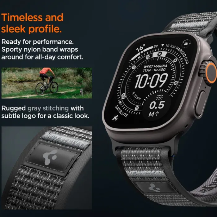 Spigen Apple Watch Se 44Mm|Apple Watch 9 45Mm-PASEK APPLE WATCH 8 / 9 / 10 / 11 / SE / ULTRA (44 / 45 / 46 / 49 MM) ACTIVE ATHLEX AIR 2 BLACK / GREY