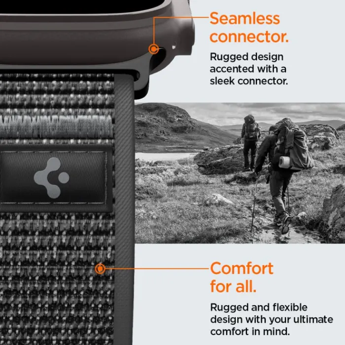 Spigen Apple Watch Se 44Mm|Apple Watch 9 45Mm-PASEK APPLE WATCH 8 / 9 / 10 / 11 / SE / ULTRA (44 / 45 / 46 / 49 MM) ACTIVE ATHLEX AIR 2 BLACK / GREY