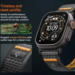Spigen Apple Watch Se 44Mm|Apple Watch 9 45Mm-PASEK ATHLEX AIR 2 APPLE WATCH 8 / 9 / 10 / 11 / SE / ULTRA (44 / 45 / 46 / 49 MM) ACTIVE BLACK / ORANGE