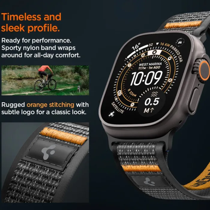 Spigen Apple Watch Se 44Mm|Apple Watch 9 45Mm-PASEK ATHLEX AIR 2 APPLE WATCH 8 / 9 / 10 / 11 / SE / ULTRA (44 / 45 / 46 / 49 MM) ACTIVE BLACK / ORANGE