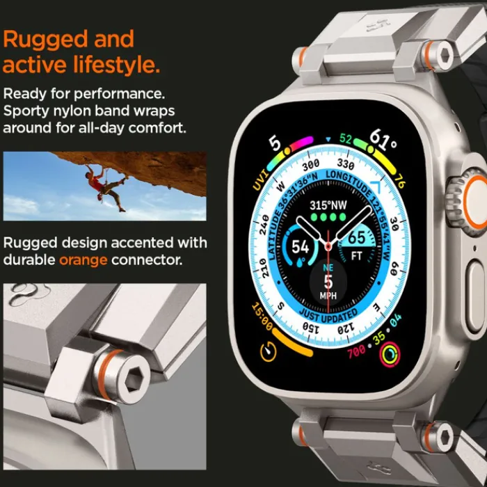 Spigen Apple Watch Se 44Mm|Apple Watch 9 45Mm-Pasek Durapro Armor Apple Watch Ultra 9 8 7 6 5 4 3 SE 2022 42mm 44mm 45mm 49mm Czarny