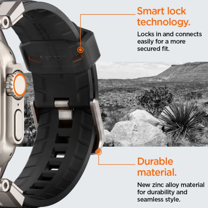 Spigen Apple Watch Se 44Mm|Apple Watch 9 45Mm-Pasek Durapro Armor Apple Watch Ultra 9 8 7 6 5 4 3 SE 2022 42mm 44mm 45mm 49mm Czarny