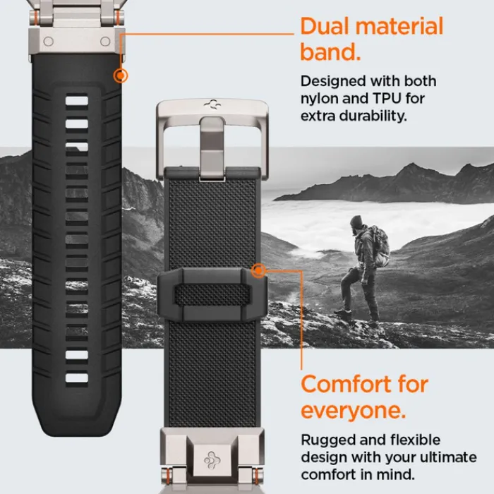 Spigen Apple Watch Se 44Mm|Apple Watch 9 45Mm-Pasek Durapro Armor Apple Watch Ultra 9 8 7 6 5 4 3 SE 2022 42mm 44mm 45mm 49mm Czarny