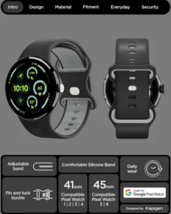 Spigen Google-PASEK GOOGLE PIXEL WATCH 4 3 2 1 41MM NANO POP BAND BLACK SESAME