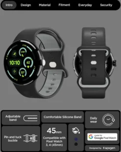 Spigen Google-PASEK GOOGLE PIXEL WATCH 4 3 45MM NANO POP BAND BLACK SESAME