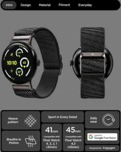 Spigen Google-PASEK GOOGLE PIXEL WATCH 4 3 2 1 41MM LITE FIT X BAND BLACK
