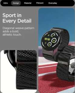 Spigen Google-PASEK GOOGLE PIXEL WATCH 4 3 2 1 41MM LITE FIT X BAND BLACK