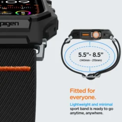 Spigen Apple Watch Ultra 49Mm|Apple Watch Ultra 2 49Mm-Pasek LITE FIT ”PRO” APPLE WATCH ULTRA 1 / 2 (49 MM) MATTE BLACK