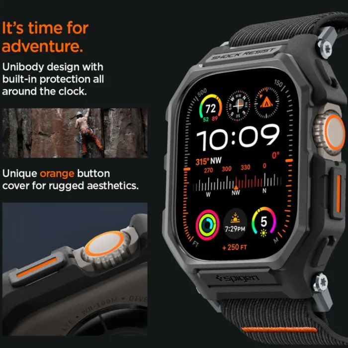 Spigen Apple Watch Ultra 49Mm|Apple Watch Ultra 2 49Mm-Pasek LITE FIT ”PRO” APPLE WATCH ULTRA 1 / 2 (49 MM) MATTE BLACK