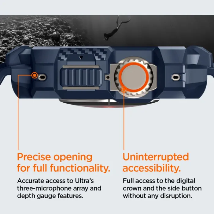 Spigen Apple Watch Ultra 49Mm|Apple Watch Ultra 2 49Mm-Pasek Rugged Armor ”pro” Apple Watch Ultra 1 / 2 (49 Mm) Navy Blue