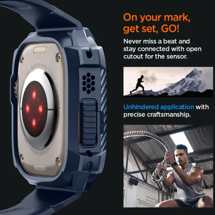 Spigen Apple Watch Ultra 49Mm|Apple Watch Ultra 2 49Mm-Pasek Rugged Armor ”pro” Apple Watch Ultra 1 / 2 (49 Mm) Navy Blue