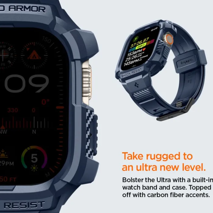 Spigen Apple Watch Ultra 49Mm|Apple Watch Ultra 2 49Mm-Pasek Rugged Armor ”pro” Apple Watch Ultra 1 / 2 (49 Mm) Navy Blue