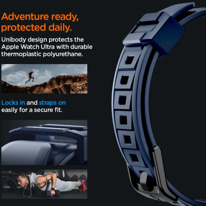 Spigen Apple Watch Ultra 49Mm|Apple Watch Ultra 2 49Mm-Pasek Rugged Armor ”pro” Apple Watch Ultra 1 / 2 (49 Mm) Navy Blue