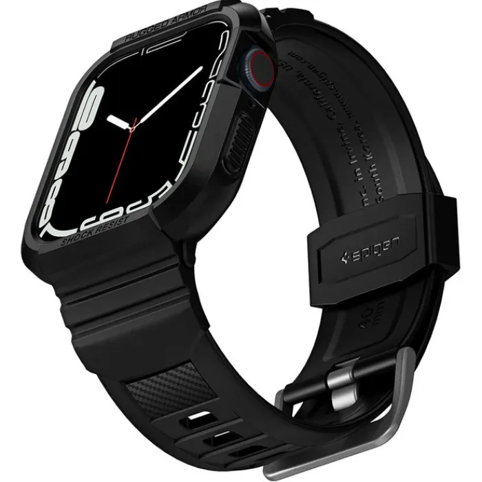 Spigen Apple Watch Se 2024 40Mm|Apple Watch 9 41Mm-Pasek Rugged Armor Pro Apple Watch 9 8 7 SE 2022 38mm 40mm 41mm Czarny
