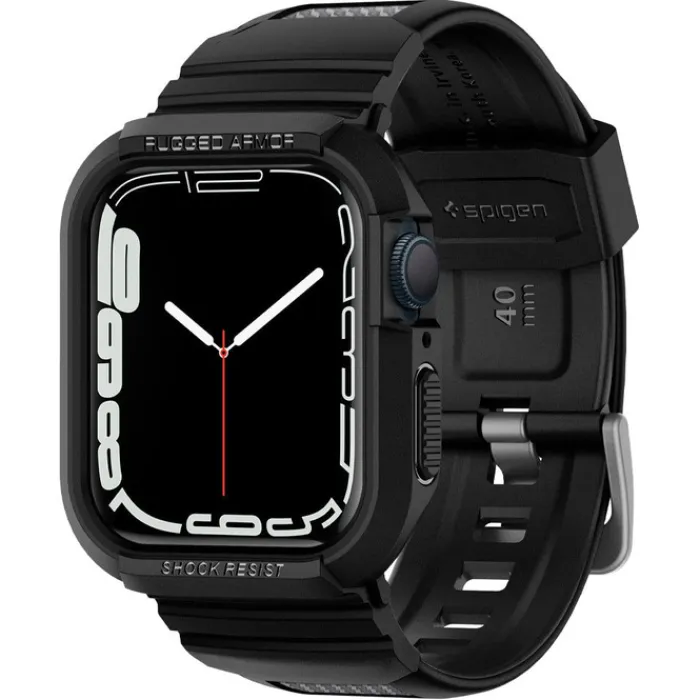 Spigen Apple Watch Se 2024 40Mm|Apple Watch 9 41Mm-Pasek Rugged Armor Pro Apple Watch 9 8 7 SE 2022 38mm 40mm 41mm Czarny