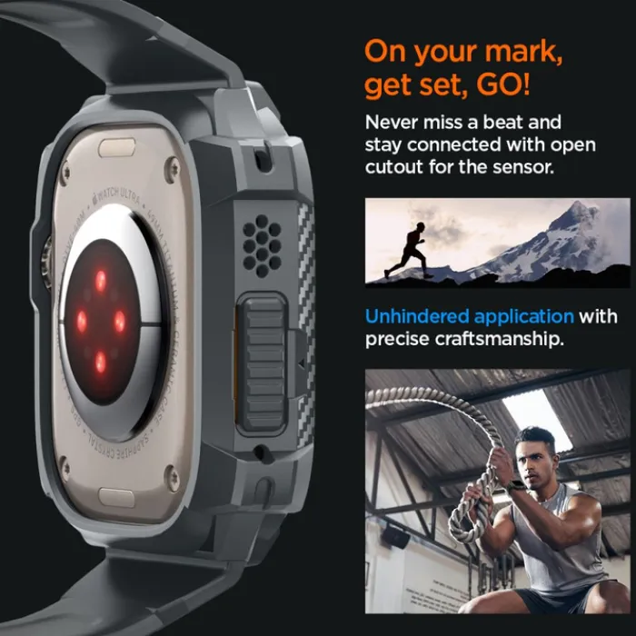 Spigen Apple Watch Ultra 49Mm|Apple Watch Ultra 2 49Mm-Pasek Rugged Armor ”pro” Apple Watch Ultra 1 / 2 (49 Mm) Dark Grey