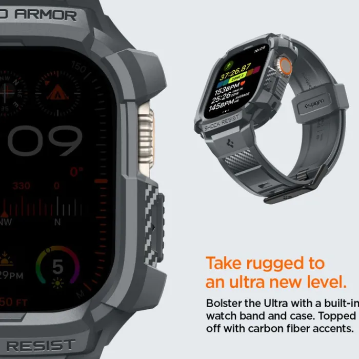 Spigen Apple Watch Ultra 49Mm|Apple Watch Ultra 2 49Mm-Pasek Rugged Armor ”pro” Apple Watch Ultra 1 / 2 (49 Mm) Dark Grey