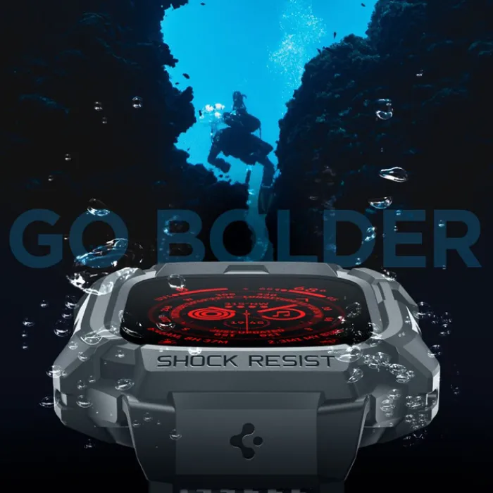 Spigen Apple Watch Ultra 49Mm|Apple Watch Ultra 2 49Mm-Pasek Rugged Armor ”pro” Apple Watch Ultra 1 / 2 (49 Mm) Dark Grey