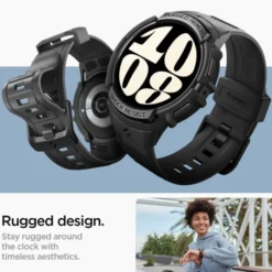 Spigen Galaxy Watch 6 44Mm|Samsung-Pasek Rugged Armor ”pro” Galaxy Watch 6 (44 MM) Black Case