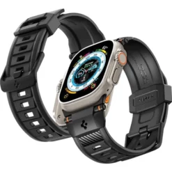 Spigen Apple Watch Se 44Mm|Apple Watch 9 45Mm-Pasek Rugged Ultra Band Apple Watch 4 / 5 / 6 / 7 / 8 / 9 / Se / Ultra 1 / 2 (42 / 44 / 45 / 49 Mm) Matte Black