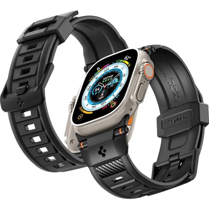 Spigen Apple Watch Se 44Mm|Apple Watch 9 45Mm-Pasek Rugged Ultra Band Apple Watch 4 / 5 / 6 / 7 / 8 / 9 / Se / Ultra 1 / 2 (42 / 44 / 45 / 49 Mm) Matte Black