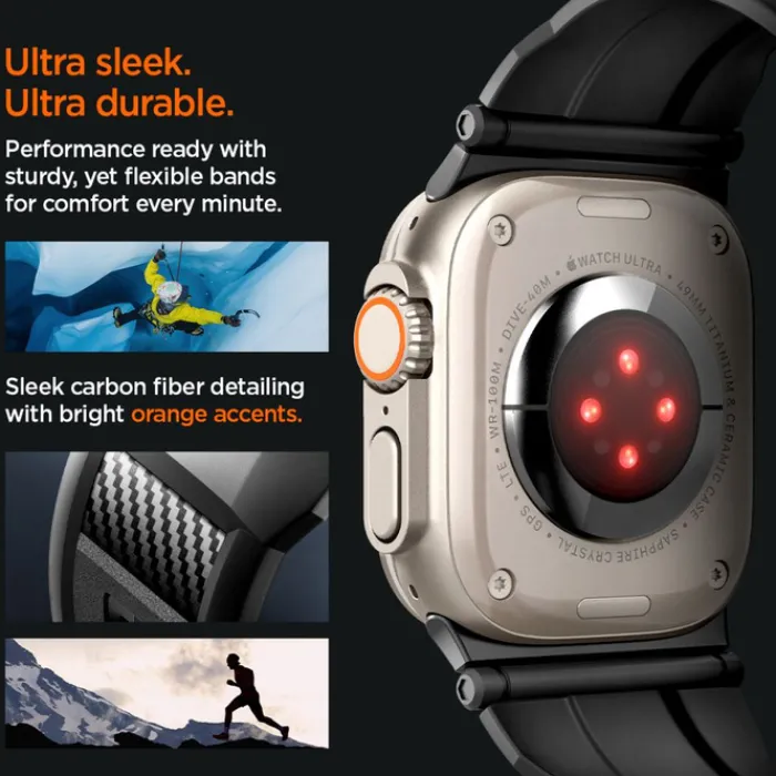 Spigen Apple Watch Se 44Mm|Apple Watch 9 45Mm-Pasek Rugged Ultra Band Apple Watch 4 / 5 / 6 / 7 / 8 / 9 / Se / Ultra 1 / 2 (42 / 44 / 45 / 49 Mm) Matte Black