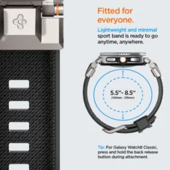 Spigen Galaxy Watch 8 Classic 46Mm|Galaxy Watch 8 40Mm-PASEK SAMSUNG GALAXY WATCH 8 46mm 44mm 40mm DURAPRO ARMOR CZARNY