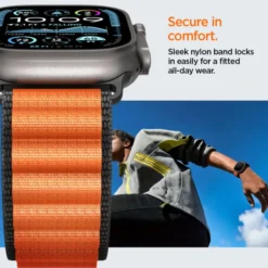 Spigen Apple Watch 5 45Mm|Apple Watch Se 2022 44Mm-PASEK WBF1 BAND APPLE WATCH 6 / 7 / 8 / 9 / 10 / SE / ULTRA 1 / 2 (44 / 45 / 46 / 49 MM) BLACK/ORANGE