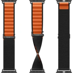 Spigen Apple Watch 5 45Mm|Apple Watch Se 2022 44Mm-PASEK WBF1 BAND APPLE WATCH 6 / 7 / 8 / 9 / 10 / SE / ULTRA 1 / 2 (44 / 45 / 46 / 49 MM) BLACK/ORANGE