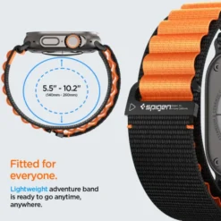 Spigen Apple Watch 5 45Mm|Apple Watch Se 2022 44Mm-PASEK WBF1 BAND APPLE WATCH 6 / 7 / 8 / 9 / 10 / SE / ULTRA 1 / 2 (44 / 45 / 46 / 49 MM) BLACK/ORANGE
