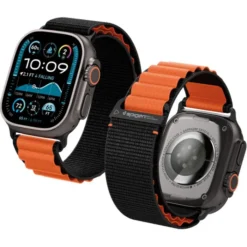 Spigen Apple Watch 5 45Mm|Apple Watch Se 2022 44Mm-PASEK WBF1 BAND APPLE WATCH 6 / 7 / 8 / 9 / 10 / SE / ULTRA 1 / 2 (44 / 45 / 46 / 49 MM) BLACK/ORANGE