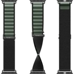 Spigen Apple Watch Se 2022 44Mm|Apple Watch 10 46Mm-PASEK WBF1 BAND APPLE WATCH 6 / 7 / 8 / 9 / 10 / SE / ULTRA 1 / 2 (44 / 45 / 46 / 49 MM) BLACK/GREEN