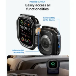 Spigen Apple Watch Ultra 2 49Mm|Apple-PASEK Z ETUI APPLE WATCH ULTRA 1 / 2 / 3 (49 MM) RUGGED ARMOR & TEMPERED GLASS MATTE BLACK