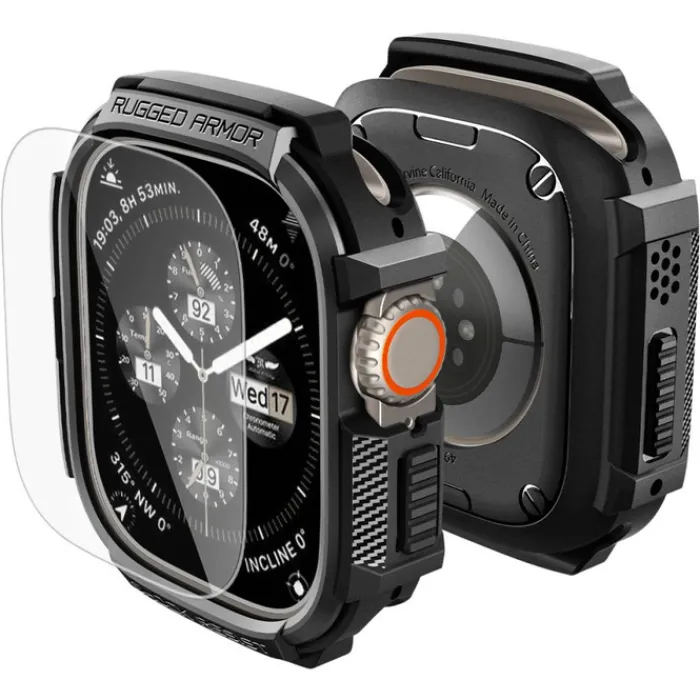 Spigen Apple Watch Ultra 2 49Mm|Apple-PASEK Z ETUI APPLE WATCH ULTRA 1 / 2 / 3 (49 MM) RUGGED ARMOR & TEMPERED GLASS MATTE BLACK