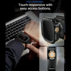Spigen Apple Watch Ultra 2 49Mm|Apple-PASEK Z ETUI APPLE WATCH ULTRA 1 / 2 / 3 (49 MM) RUGGED ARMOR & TEMPERED GLASS MATTE BLACK