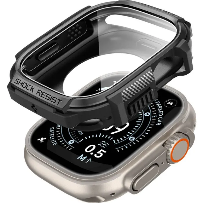 Spigen Apple Watch Ultra 2 49Mm|Apple-PASEK Z ETUI APPLE WATCH ULTRA 1 / 2 / 3 (49 MM) RUGGED ARMOR & TEMPERED GLASS MATTE BLACK