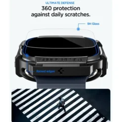 Spigen Apple Watch Ultra 2 49Mm|Apple-PASEK Z ETUI APPLE WATCH ULTRA 1 / 2 / 3 (49 MM) RUGGED ARMOR & TEMPERED GLASS MATTE BLACK