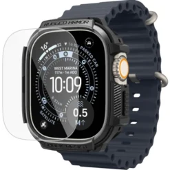Spigen Apple Watch Ultra 2 49Mm|Apple-PASEK Z ETUI APPLE WATCH ULTRA 1 / 2 / 3 (49 MM) RUGGED ARMOR & TEMPERED GLASS MATTE BLACK