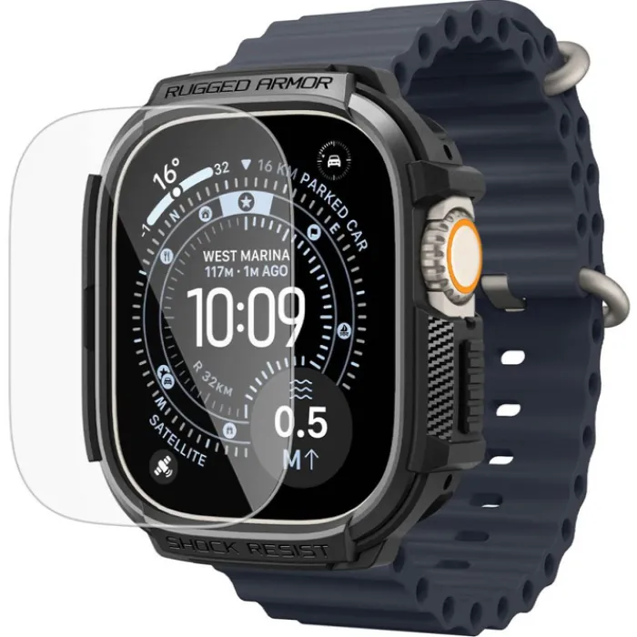 Spigen Apple Watch Ultra 2 49Mm|Apple-PASEK Z ETUI APPLE WATCH ULTRA 1 / 2 / 3 (49 MM) RUGGED ARMOR & TEMPERED GLASS MATTE BLACK