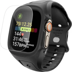 Spigen Apple Watch Ultra 2 49Mm|Apple-PASEK Z ETUI APPLE WATCH ULTRA 1 / 2 / 3 (49 MM) LIQUID AIR PRO & TEMPERED GLASS CZARNY
